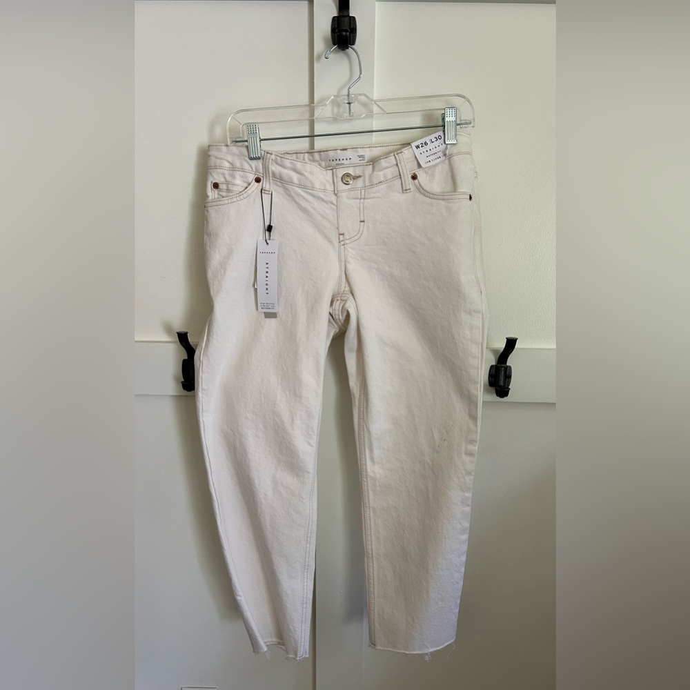 Topshop Straight Leg High Waisted Maternity Jeans off-white size 4